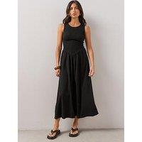 The Very Collection Textured Stretched Shirred Midaxi Dress - Black