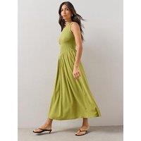 The Very Collection Textured Stretched Shirred Midaxi Dress - Green