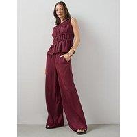 The Very Collection Texture Wide Leg Trouser Co-Ord - Red