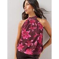 The Very Collection Printed Mesh Halter Top - Multi