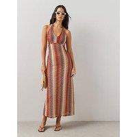 The Very Collection Textured Crochet Halter Maxi Dress