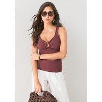 The Very Collection Trim Detail Ribbed Vest - Brown