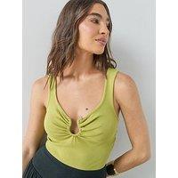 The Very Collection Trim Detail Ribbed Vest - Green