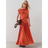 The Very Collection Draped Maxi Skirt Co-Ord - Orange