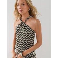 The Very Collection Crochet Halter Top Co-Ord - Black