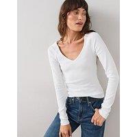 The Very Collection Deep V Neck Raglan T-Shirt - White