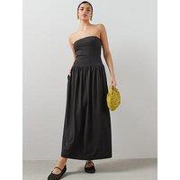 The Very Collection Bandau Cotton Midaxi Dress With Pockets - Black
