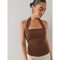 The Very Collection Square Neck Halter Top - Brown