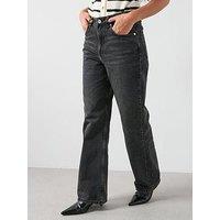 Mango Straight Low-Waist Jeans - Grey