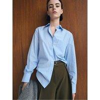 Mango Cotton And Lyocell Blend Straight Shirt - Blue