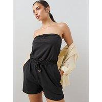 The Very Collection Tie Waist Cotton Playsuit - Black