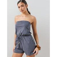 The Very Collection Tie Waist Cotton Playsuit - Blue