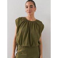 The Very Collection Elasticated Waist T-Shirt Co-Ord - Khaki