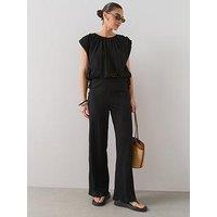 The Very Collection Casual Wide Leg Trousers Co-Ord - Black