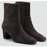 Mango Suede Ankle Boots With Block Heel - Grey