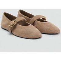 Mango Suede Leather Ballet Flats - Brown