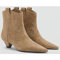 Mango Suede Ankle Boot With Kitten Heel - Brown