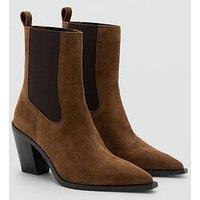 Mango Suede Ankle Boot With Pointed Panels - Brown