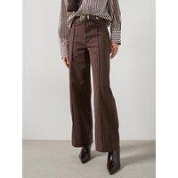 Mango High Waist Wide Leg Jeans With Stitching - Brown