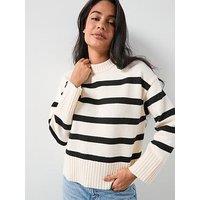 Mango Knit Striped Sweater - Ecru