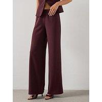 Mango Wide Leg Trousers - Burgundy