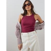 The Very Collection Rib Racer Vest - Maroon