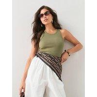 The Very Collection Rib Racer Vest - Khaki