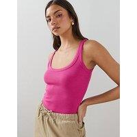 The Very Collection Scoop Neck Rib Vest - Pink