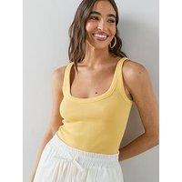 The Very Collection Scoop Neck Rib Vest - Yellow
