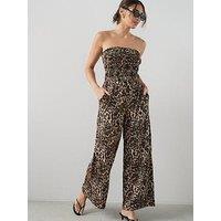 The Very Collection Shirred Stretch Bandeau Jumpsuit - Animal Print