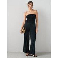 The Very Collection Shirred Bandeau Stretch Jumpsuit - Black