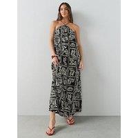 The Very Collection Printed Textured Maxi Dress - Black