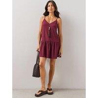 The Very Collection Textured Stretch Cami Mini Dress - Maroon