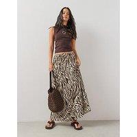 The Very Collection Printed Textured Stretch Maxi Skirt - Brown