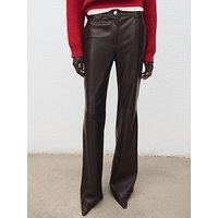 Mango Faux-Leather Flared Trousers - Brown