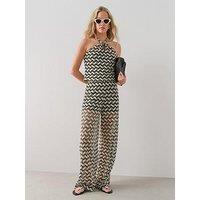 The Very Collection Crochet Wide Leg Trouser Co-Ord - Mono