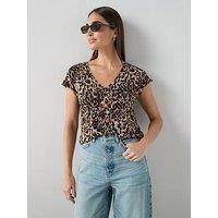 The Very Collection Printed V Neck Stretch T-Shirt - Multi