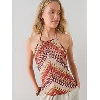 The Very Collection Crochet Zig Zag Halterneck Peplum Top