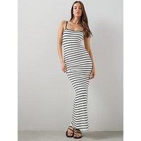 The Very Collection Stripe Ribbed Cami Maxi Dress - Black