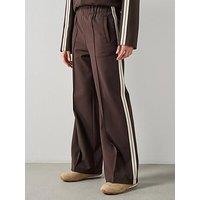 Mango Contrast Stripe Straight Trousers - Brown
