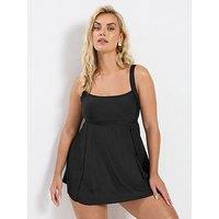 Yours Curve Square Neck Core Swim Dress - Black
