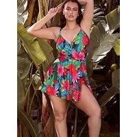Yours Curve Hawaiian Tropic Wrap Swimdress