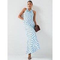 Forever New Polka Dot Cowl Neck Midi Dress - Blue