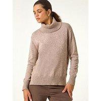 Roman Soft Roll Neck Knit Jumper - Beige