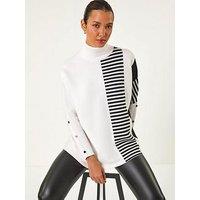 Roman Stripe Colour Block Jumper - Ivory