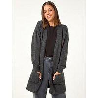 Roman Soft Knit Longline Cardigan - Charcoal