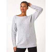 Roman Sparkly Cable Knit Jumper - Grey