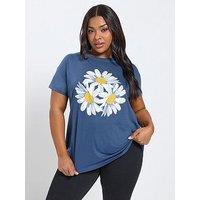Yours Curve Core Daisy Placement T-Shirt