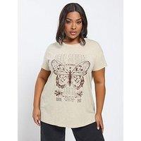 Yours Curve Core Spirit Placement T-Shirt