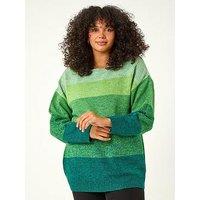 Roman Curve Ombre Stripe Knit Jumper - Green